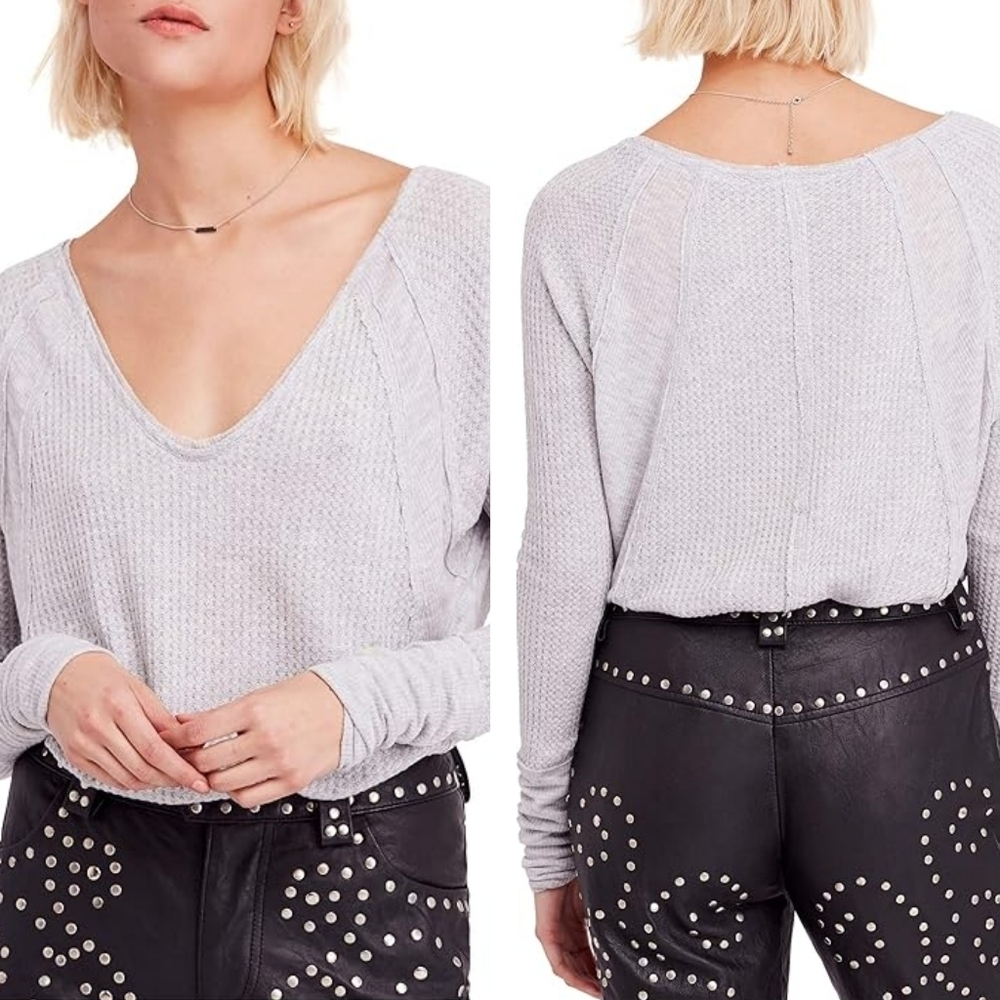 Free People Catalina thermal top Oatmeal heather Beige Women's size small